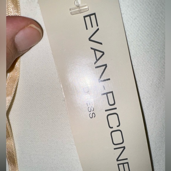 90s Evan Picone Chiffon Cream V-Neck Dress - Picture 3 of 13